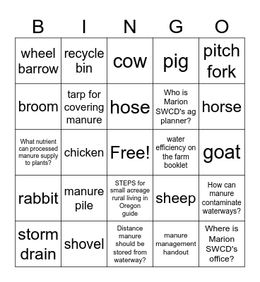 Marion SWCD's Conservation BINGO Card