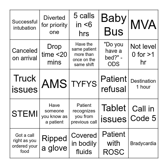 EMS BINGO Card