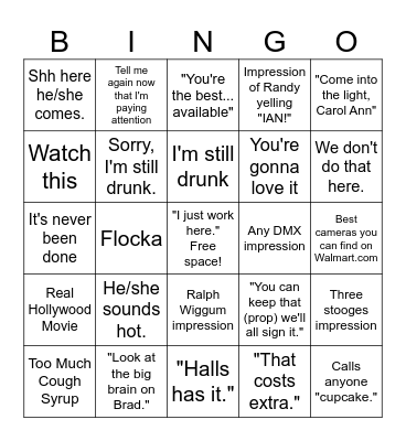 Chris Trainor Bingo Card