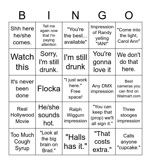 Chris Trainor Bingo Card