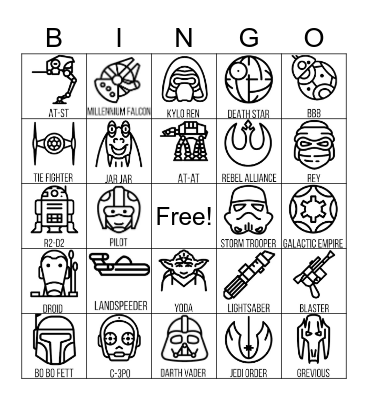 STAR WARS Bingo Card