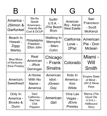 'Merica Bingo Card