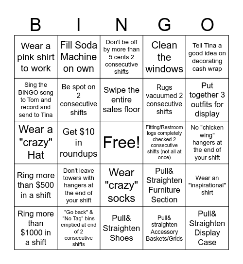 Wares Bingo Card