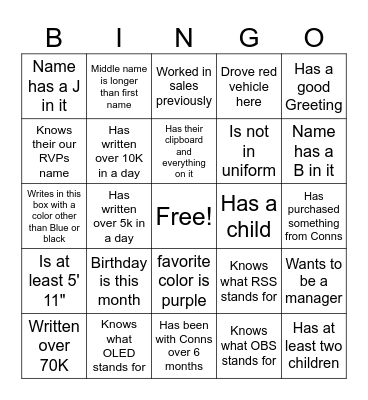 Sales Bingo Card