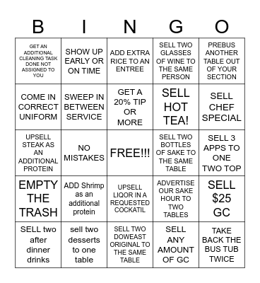 SERVER BINGO Card