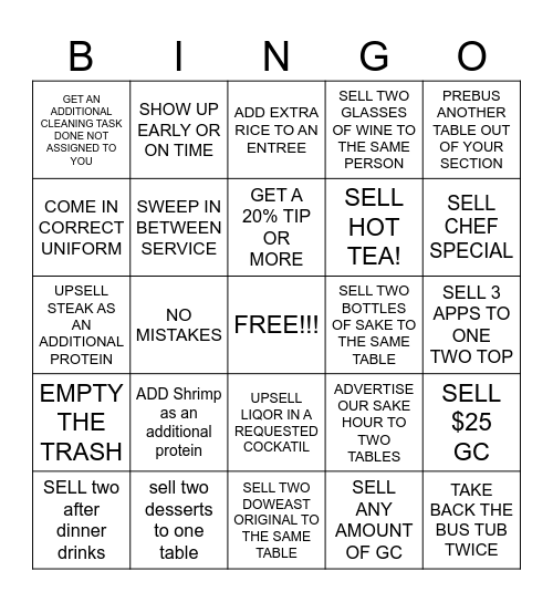 SERVER BINGO Card