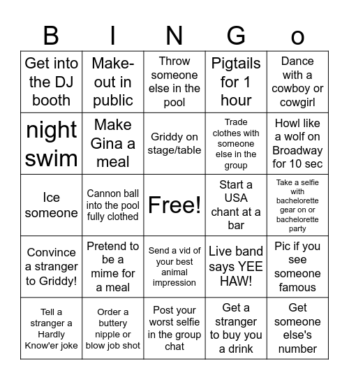 Nashville 2023 Bingo Card