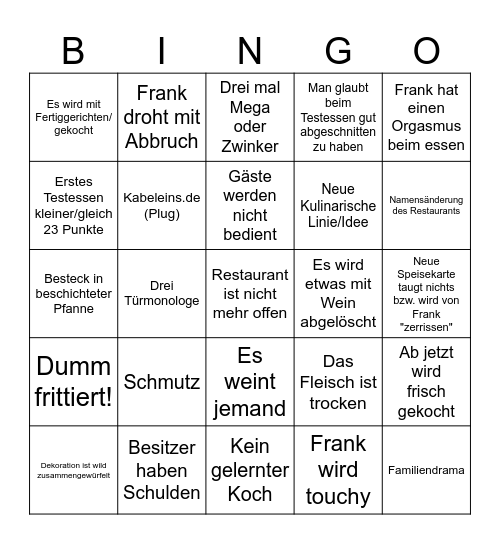 Die Rosine Bingo Card