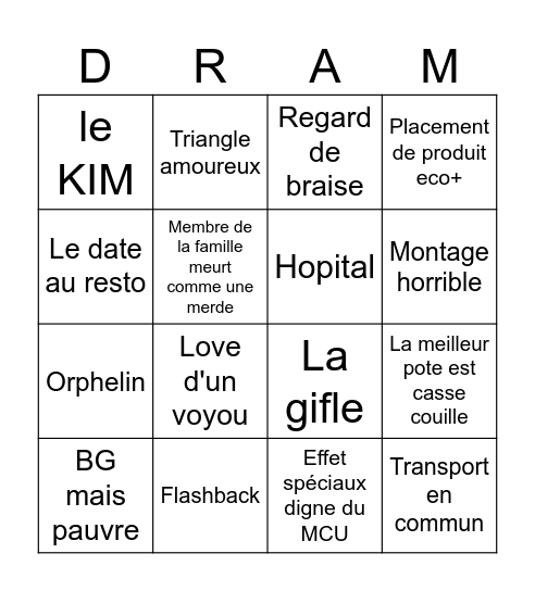 Kdrama bingo by Yeo' & Fly' Bingo Card