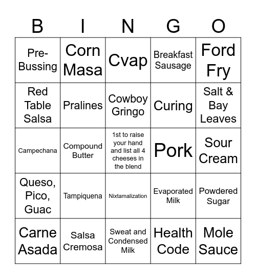 Superica Line Up Bingo Card