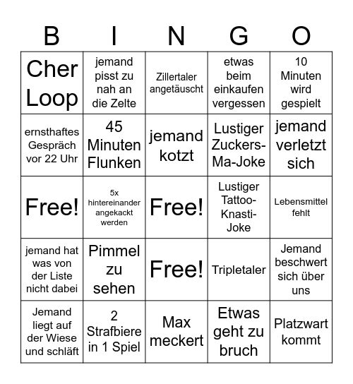 Holland Bingo Card