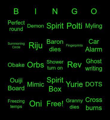 Phasmopobia Bingo Card