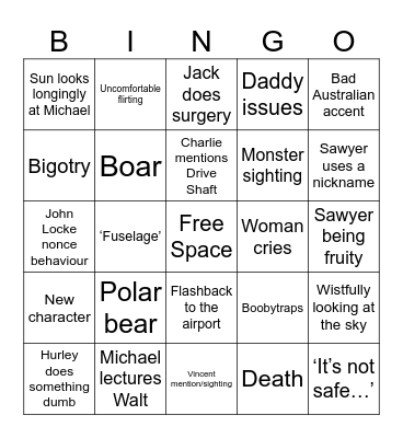 Lost S1 Bingo Card