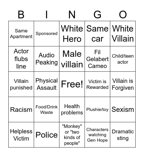 Generation Hope Bingo Card