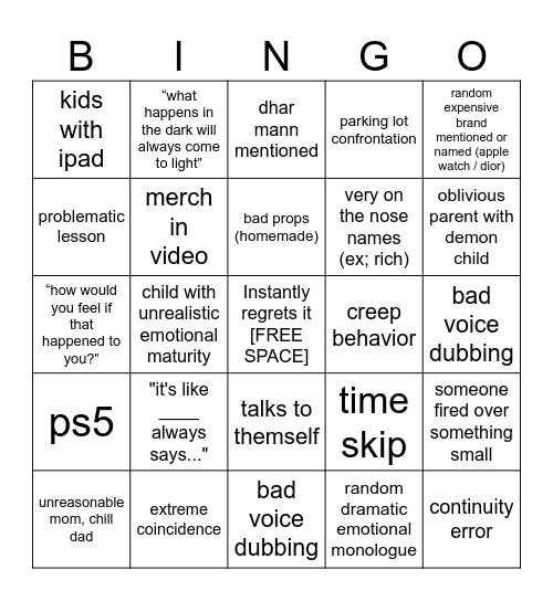 Dhar Mann Bingo v4 Bingo Card