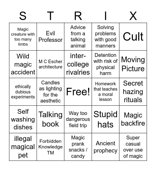 Strixhaven Bingo Card Bingo Card