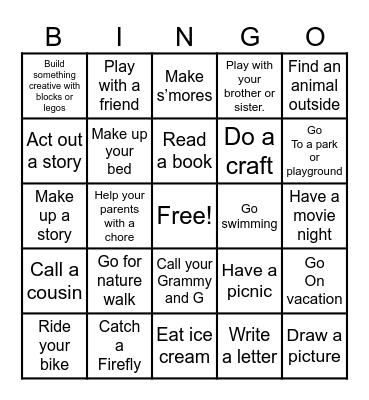 Burmester Summer Bingo Card