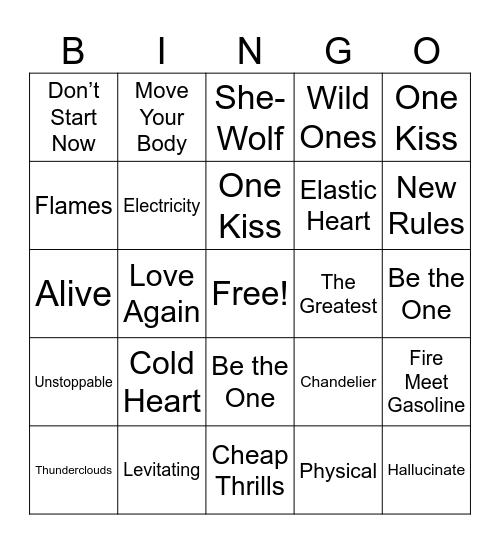 SIA VS. DUA Bingo Card