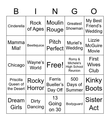 MOVIE MUSICALS Bingo Card