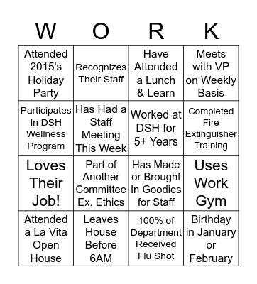 Work Bingo! Bingo Card