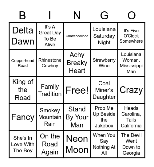 Country Classics Bingo Card