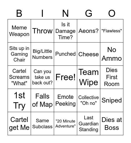 Grandmaster Bingo Card