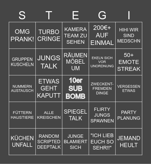 Medschn WehGeh Bingo Card