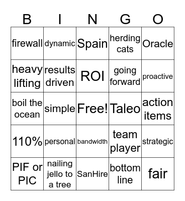 Buzzword Bingo Card