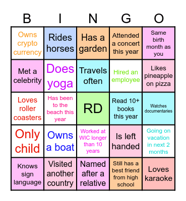 Ice Breaker Bingo Card