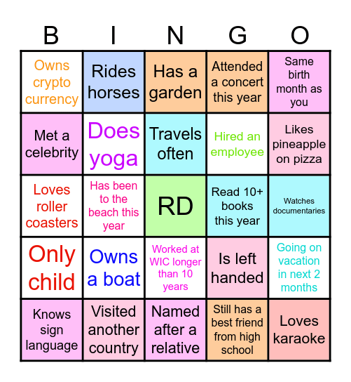 Ice Breaker Bingo Card