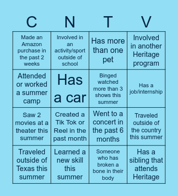 BOOT CAMP BINGO Card