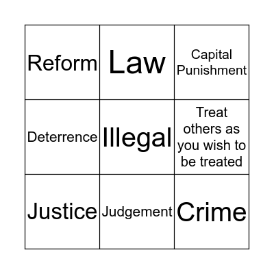 Crime and Punishment Bingo Card