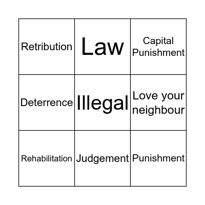 Crime and Punishment Bingo Card