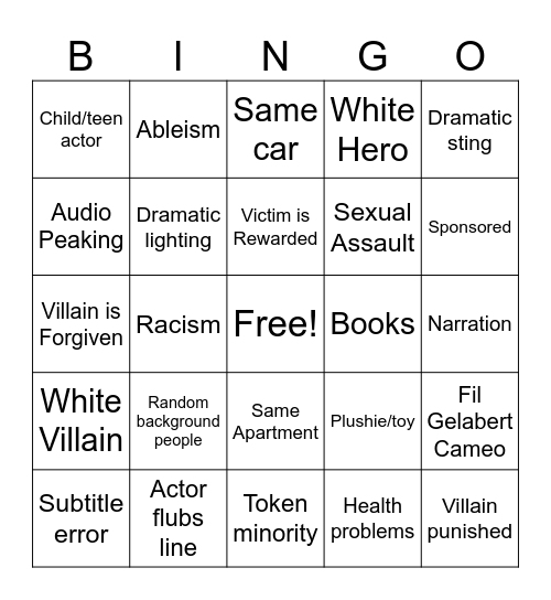 Generation Hope Bingo Card