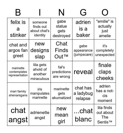 miraculous season 6 Bingo Card