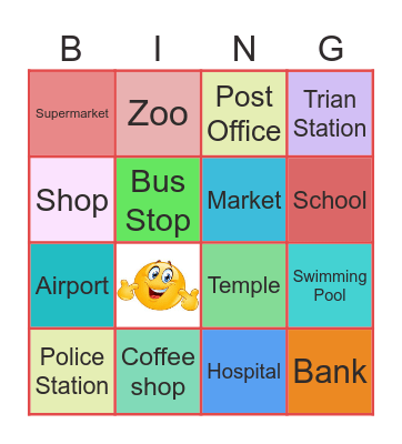 Where are you going? Bingo Card