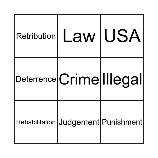 Crime and Punishment Bingo Card