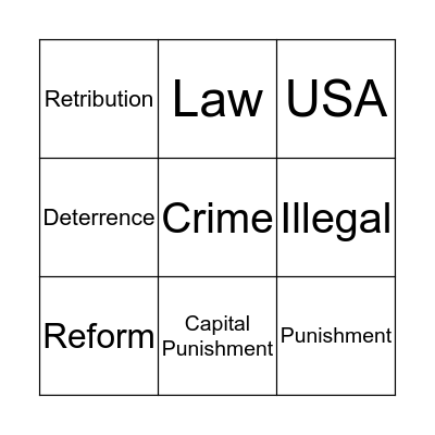 Crime and Punishment Bingo Card