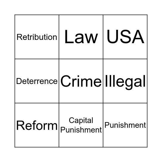 Crime and Punishment Bingo Card