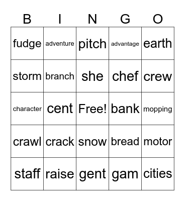 Spelling Rules #1 Bingo Card