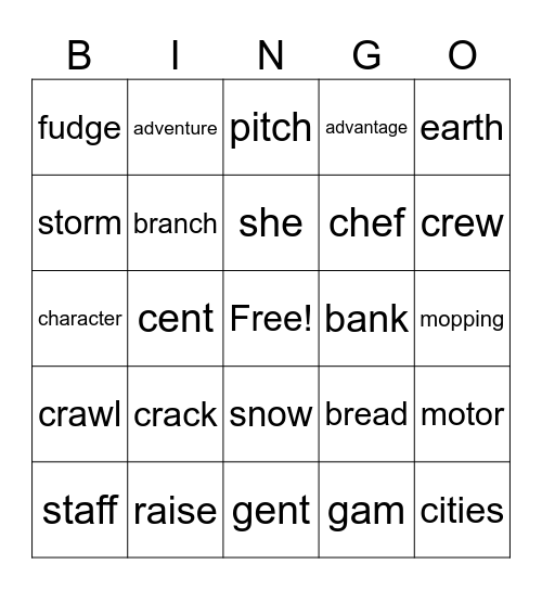 Spelling Rules #1 Bingo Card