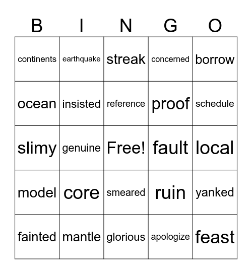 science vocabulary review Bingo Card