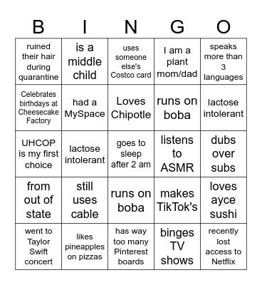Summer Showcase Bingo Card