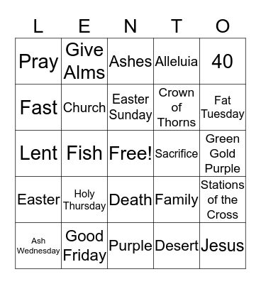 LENTO Bingo Card