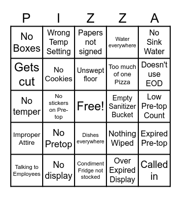 (446) Pizza Time Bingo Card