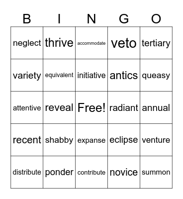 Untitled Bingo Card