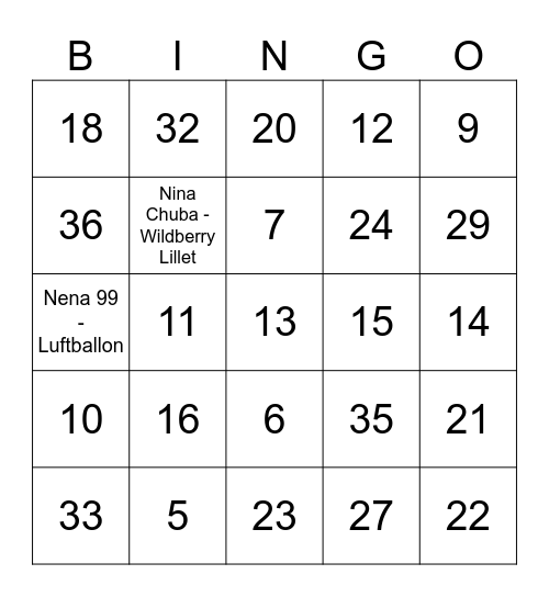 Disco-Bingo die Kern-Edition Bingo Card