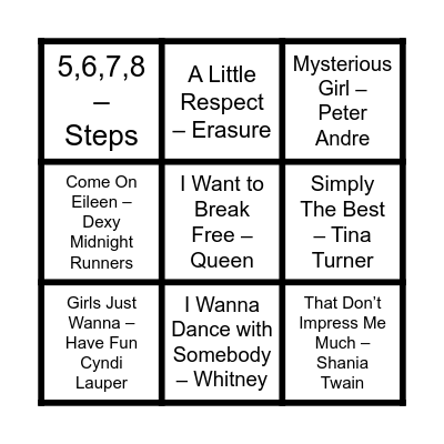 Musical Bingo!! Bingo Card