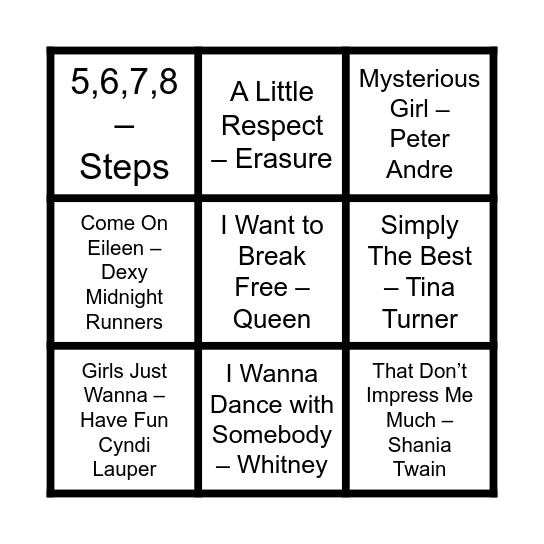 Musical Bingo!! Bingo Card