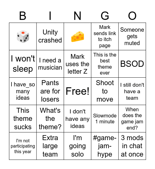 Theme reveal Bingo Card